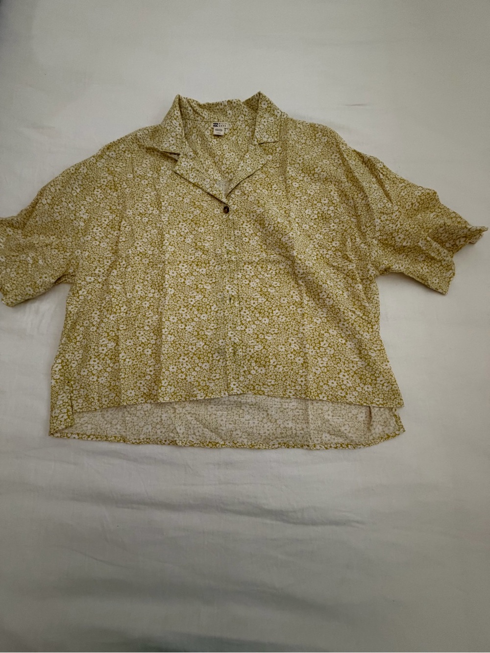 Billabong Yellow/ Lime Floral Camp Collar Button-Down Top